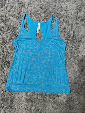 Ayeshadow Bright Teal Metallic Leopard Racerback Tank